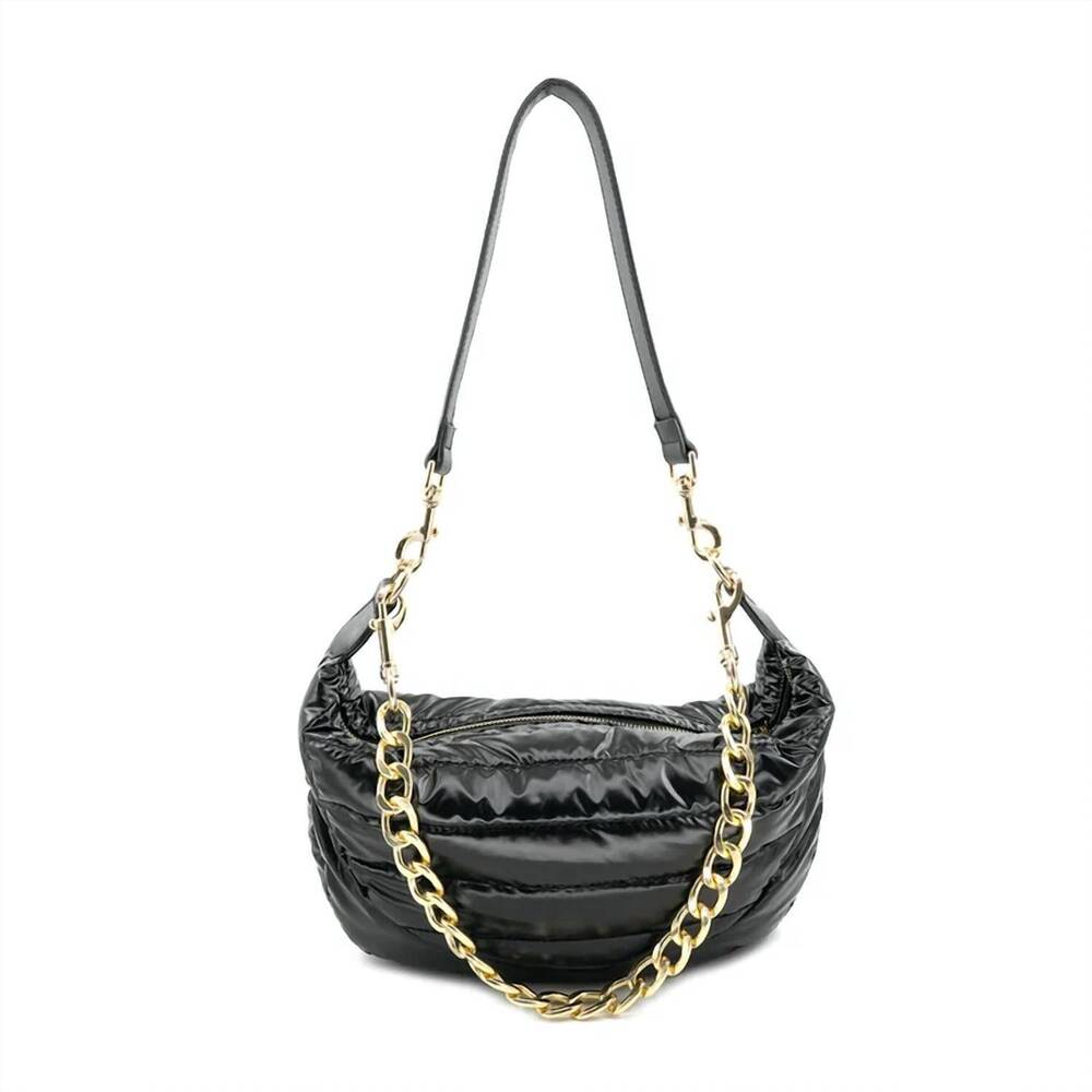 NEW BC HANDBAGS women's puffer handbag with 3 straps in black